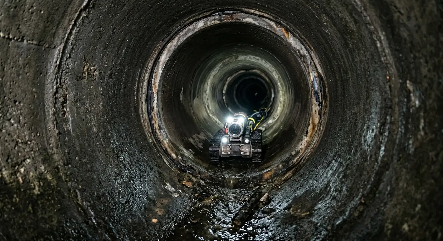 Robotic sewer camera inspecting pipe interior for Drain Snake Service in Sioux Falls